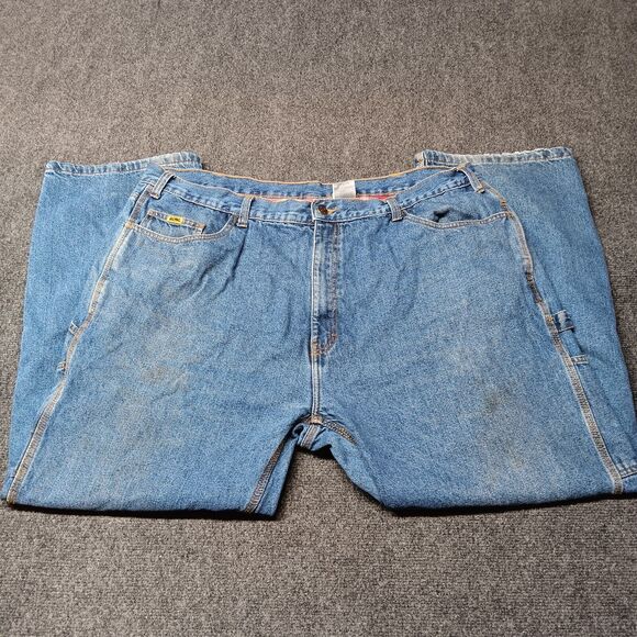 Berne Carpenter Jeans Men 42x30 Blue Flannel Lined Workwear Pants - Picture 1 of 13